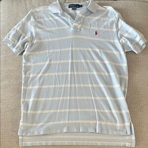 Polo by Ralph Lauren Sky Blue and White Striped Polo Shirt